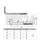 Gerader Schraubhaken in L-Form mit Holzgewinde aus Edelstahl A2 von der Seite in Größe 4,5 x 50 mm mit technischer Skizze, Größentabelle und Wasserzeichen