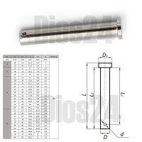 Steckbolzen mit Querloch 11 x 29 mm Edelstahl A4 | Sicherungsbolzen mit Splintloch