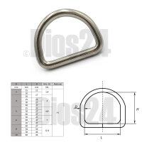 D-Ring 4 x 20 mm - Edelstahl A4 geschweißt poliert