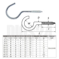 Schraubhaken mit Holzgewinde 100 x 25 mm verzinkt von...